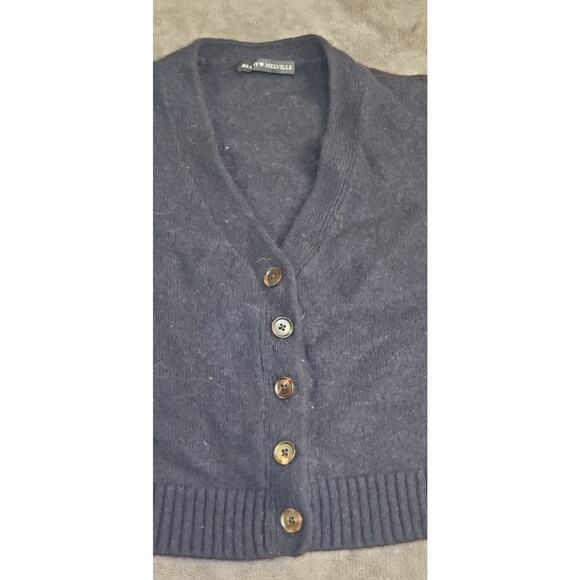 Brandy Melville Sweater Womens OS Navy Crop Cardigan Button Wool Cashmere C26-30 - Picture 5 of 10